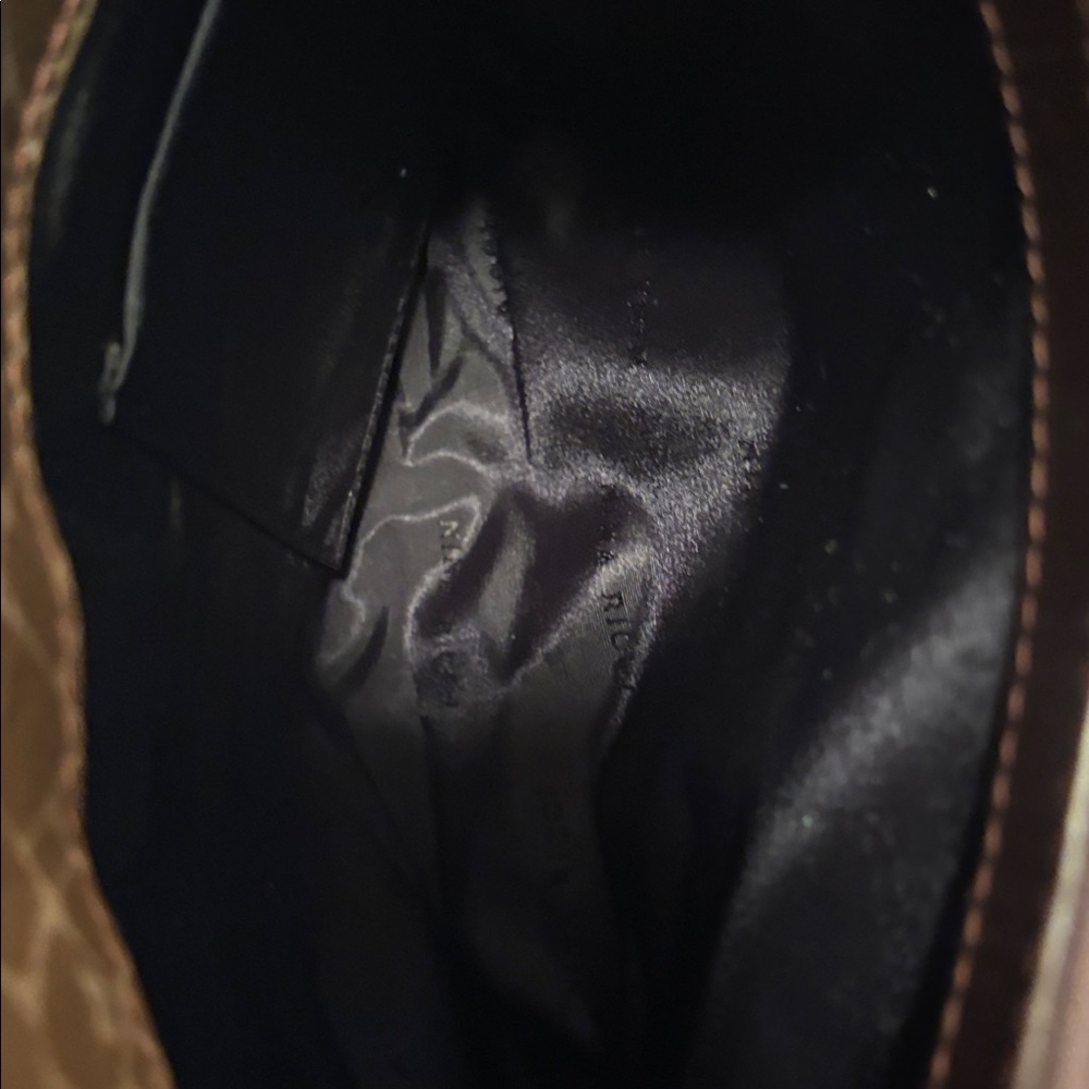 Nina Ricci Brown Tote with Orange Scarf Accent - Picture 6 of 9